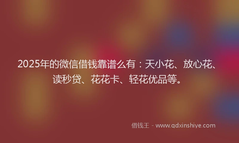 2025年的微信借钱靠谱么有：天小花、放心花、读秒贷、花花卡、轻花优品等。