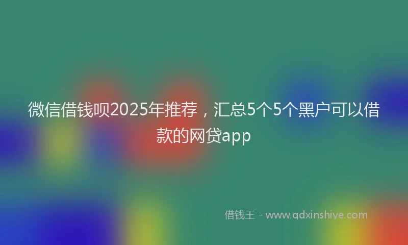 微信借钱呗2025年推荐，汇总5个5个黑户可以借款的网贷app