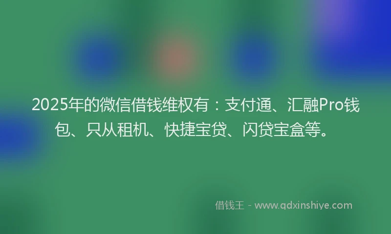 2025年的微信借钱维权有：支付通、汇融Pro钱包、只从租机、快捷宝贷、闪贷宝盒等。