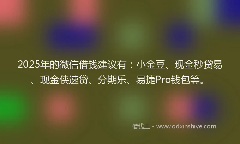2025年的微信借钱建议有：小金豆、现金秒贷易、现金侠速贷、分期乐、易捷Pro钱包等。