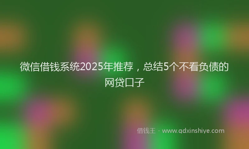 微信借钱系统2025年推荐，总结5个不看负债的网贷口子