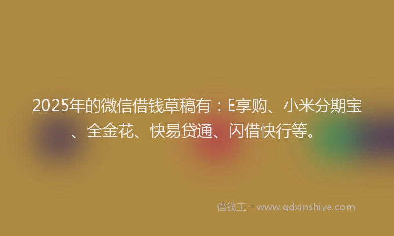 2025年的微信借钱草稿有：E享购、小米分期宝、全金花、快易贷通、闪借快行等。