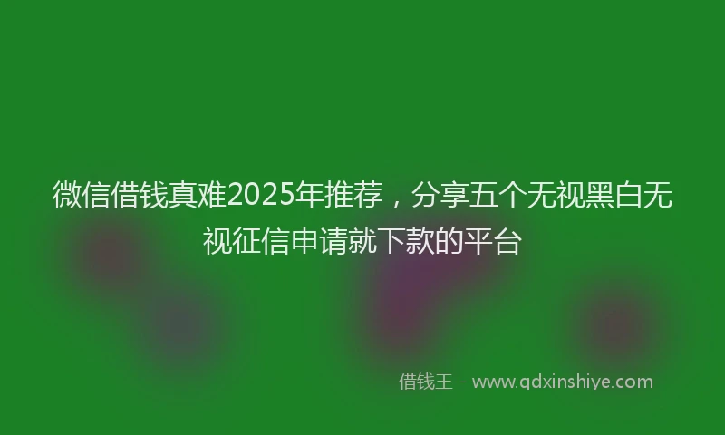 微信借钱真难2025年推荐，分享五个无视黑白无视征信申请就下款的平台