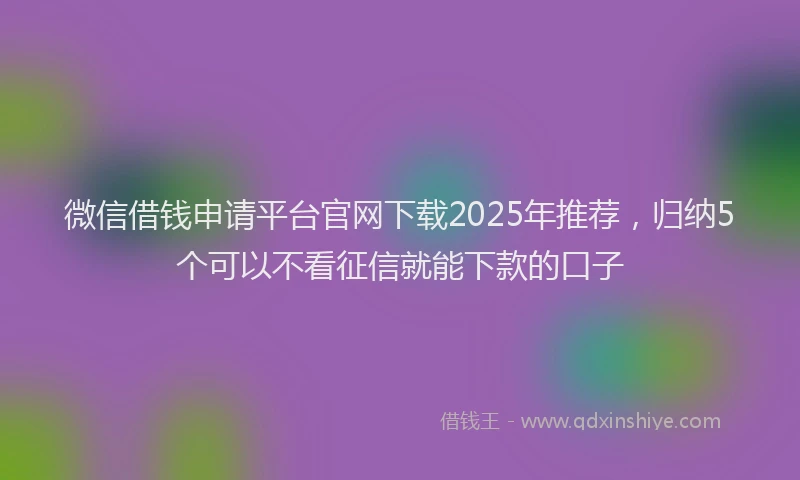 微信借钱申请平台官网下载2025年推荐，归纳5个可以不看征信就能下款的口子