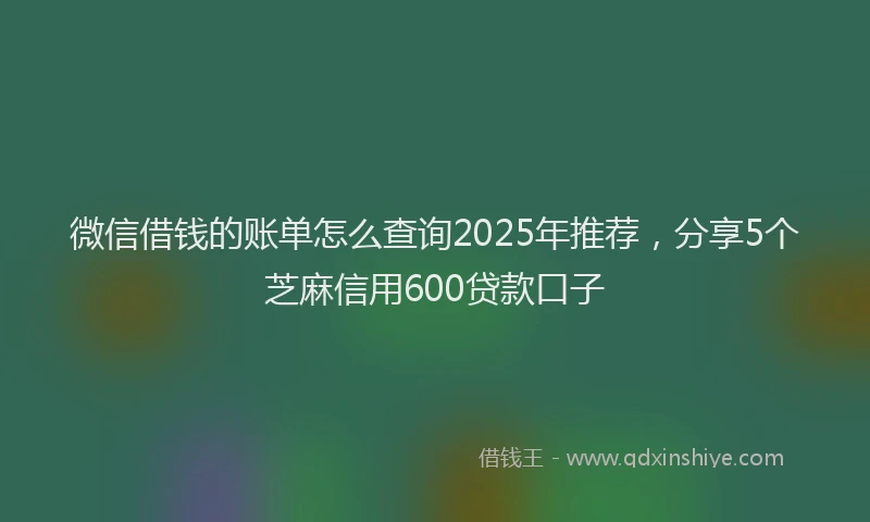 微信借钱的账单怎么查询2025年推荐，分享5个芝麻信用600贷款口子