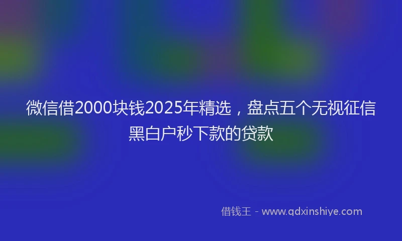微信借2000块钱2025年精选，盘点五个无视征信黑白户秒下款的贷款