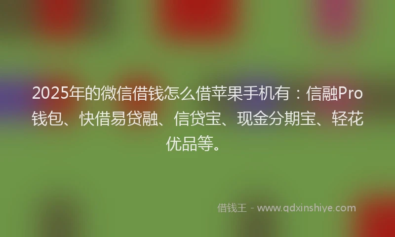2025年的微信借钱怎么借苹果手机有：信融Pro钱包、快借易贷融、信贷宝、现金分期宝、轻花优品等。