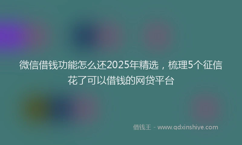 微信借钱功能怎么还2025年精选，梳理5个征信花了可以借钱的网贷平台