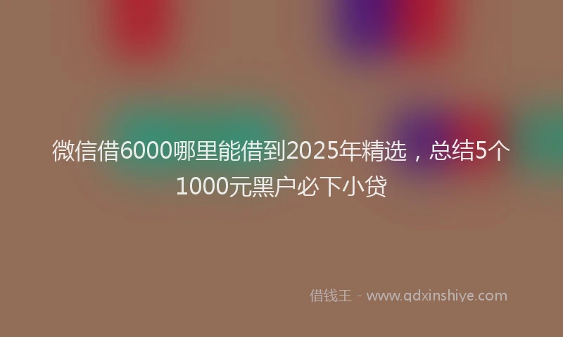 微信借6000哪里能借到2025年精选，总结5个1000元黑户必下小贷