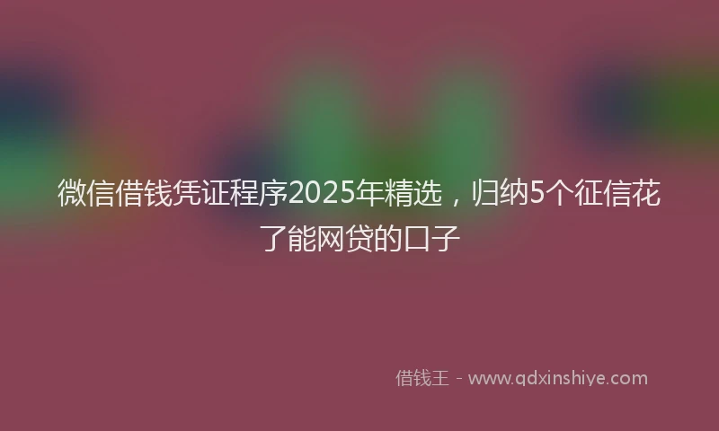 微信借钱凭证程序2025年精选，归纳5个征信花了能网贷的口子