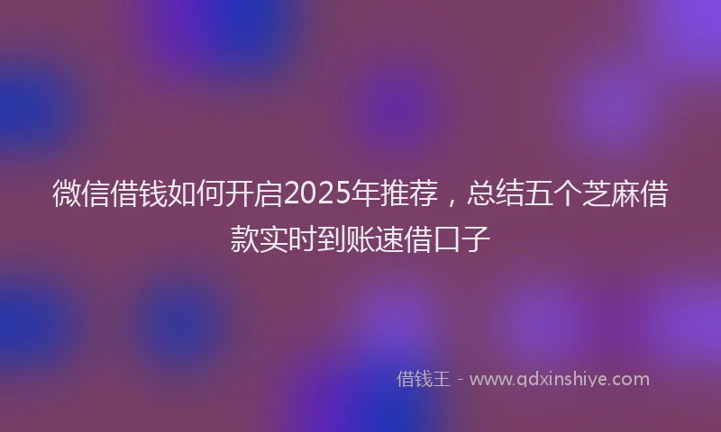 微信借钱如何开启2025年推荐，总结五个芝麻借款实时到账速借口子