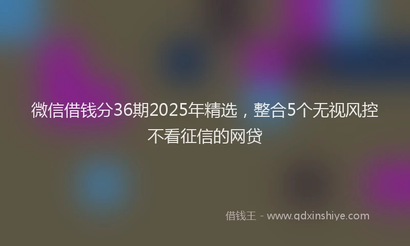 微信借钱分36期2025年精选，整合5个无视风控不看征信的网贷