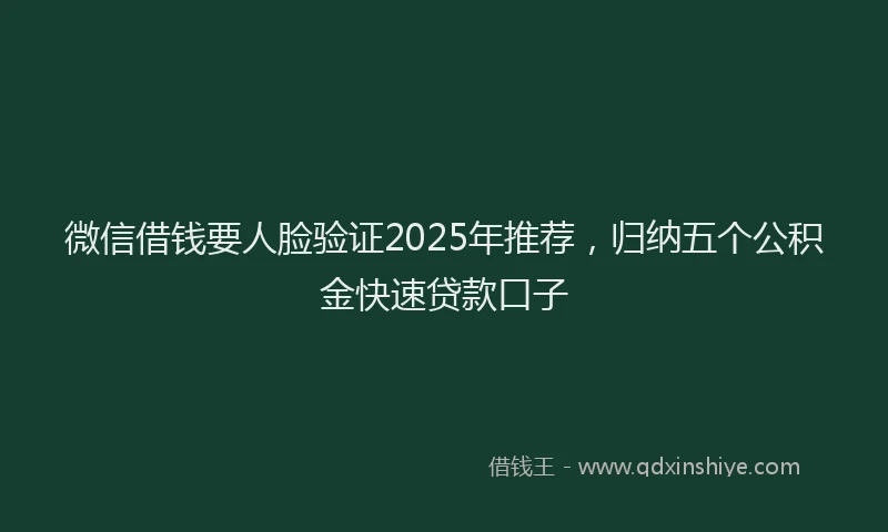 微信借钱要人脸验证2025年推荐，归纳五个公积金快速贷款口子