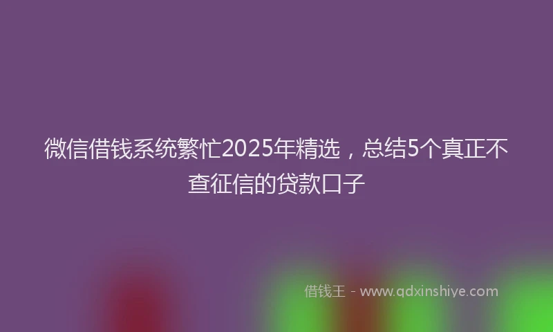 微信借钱系统繁忙2025年精选，总结5个真正不查征信的贷款口子