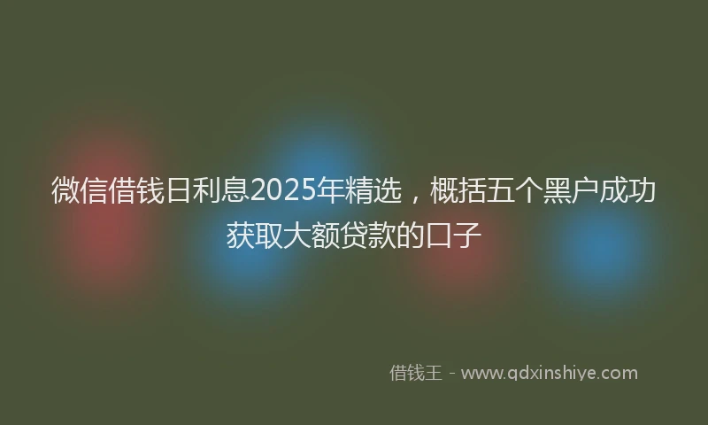微信借钱日利息2025年精选，概括五个黑户成功获取大额贷款的口子