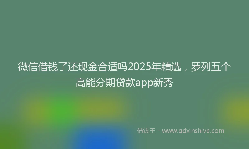 微信借钱了还现金合适吗2025年精选，罗列五个高能分期贷款app新秀