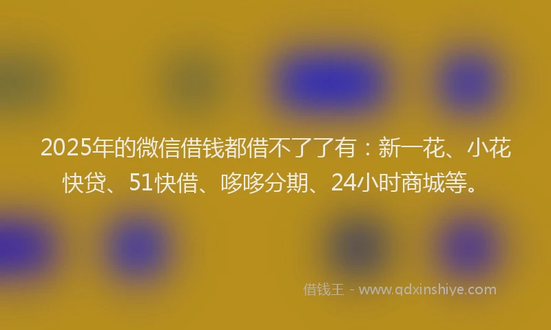 2025年的微信借钱都借不了了有：新一花、小花快贷、51快借、哆哆分期、24小时商城等。