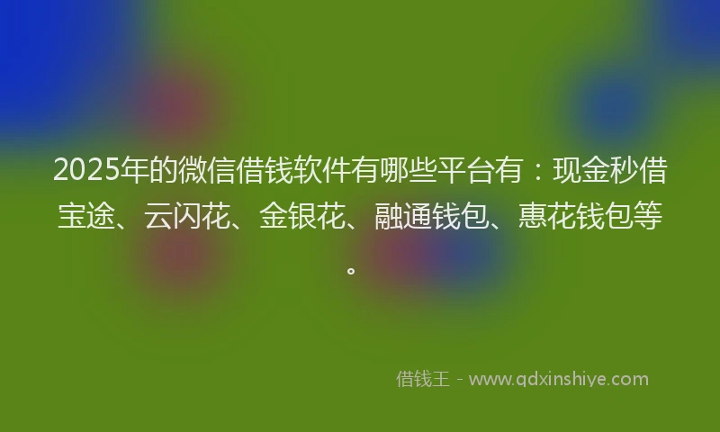 2025年的微信借钱软件有哪些平台有：现金秒借宝途、云闪花、金银花、融通钱包、惠花钱包等。