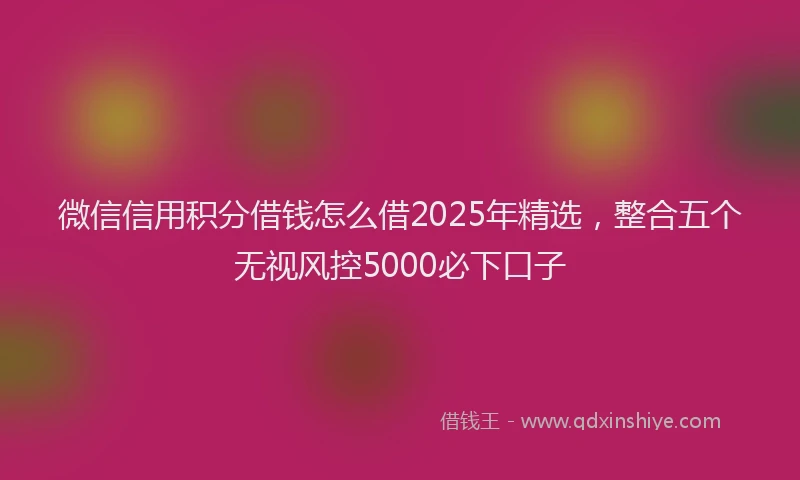 微信信用积分借钱怎么借2025年精选，整合五个无视风控5000必下口子