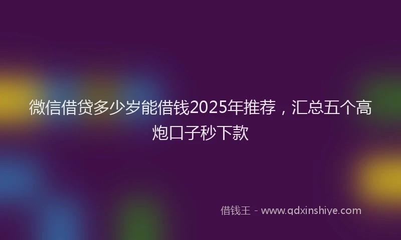 微信借贷多少岁能借钱2025年推荐，汇总五个高炮口子秒下款
