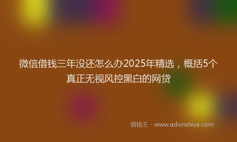 微信借钱三年没还怎么办2025年精选，概括5个真正无视风控黑白的网贷