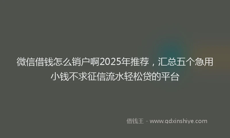 微信借钱怎么销户啊2025年推荐，汇总五个急用小钱不求征信流水轻松贷的平台