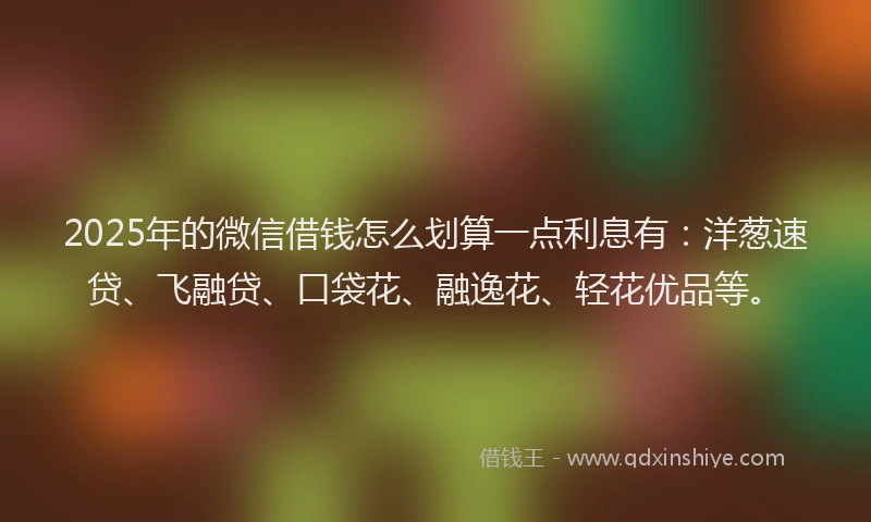 2025年的微信借钱怎么划算一点利息有：洋葱速贷、飞融贷、口袋花、融逸花、轻花优品等。