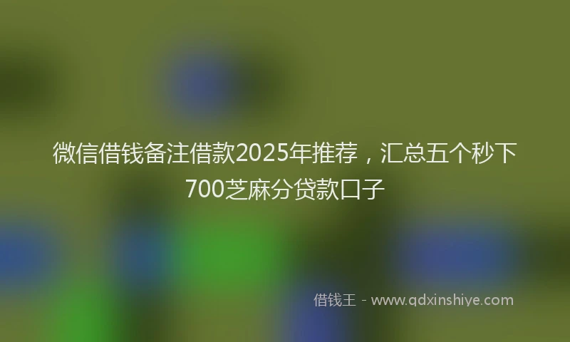 微信借钱备注借款2025年推荐，汇总五个秒下700芝麻分贷款口子