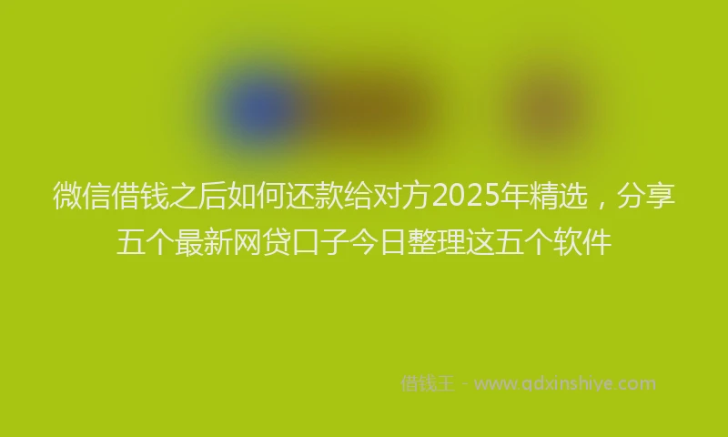 微信借钱之后如何还款给对方2025年精选，分享五个最新网贷口子今日整理这五个软件