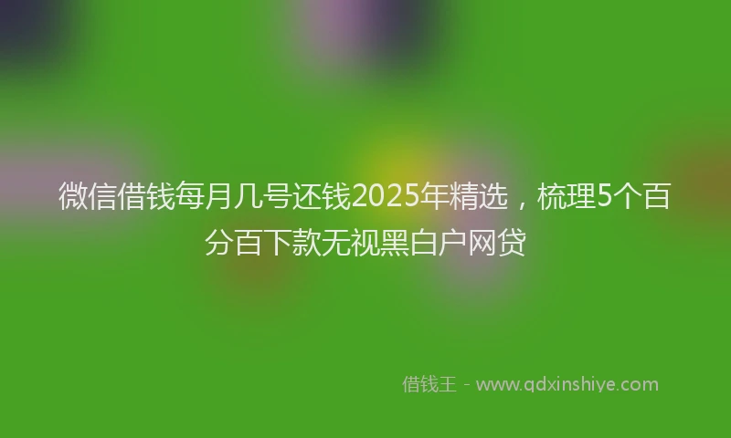 微信借钱每月几号还钱2025年精选，梳理5个百分百下款无视黑白户网贷