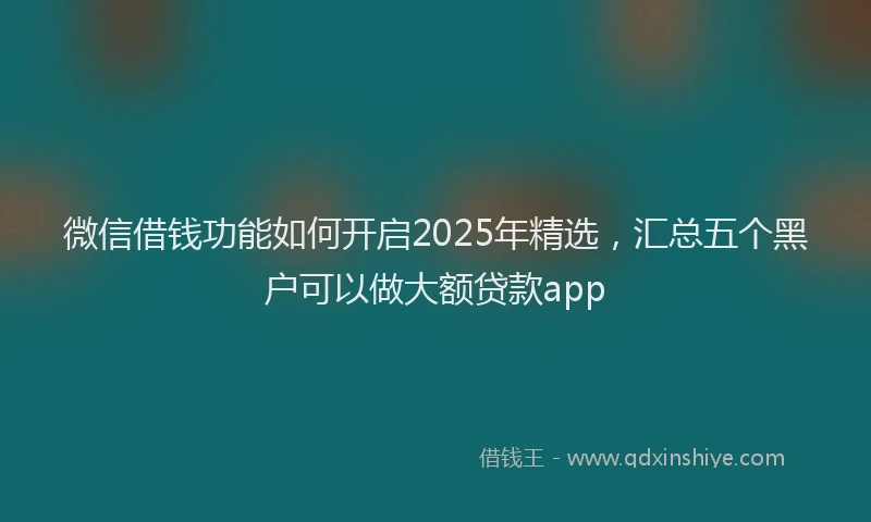 微信借钱功能如何开启2025年精选，汇总五个黑户可以做大额贷款app