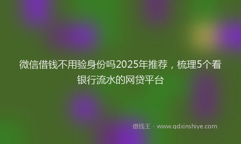 微信借钱不用验身份吗2025年推荐，梳理5个看银行流水的网贷平台