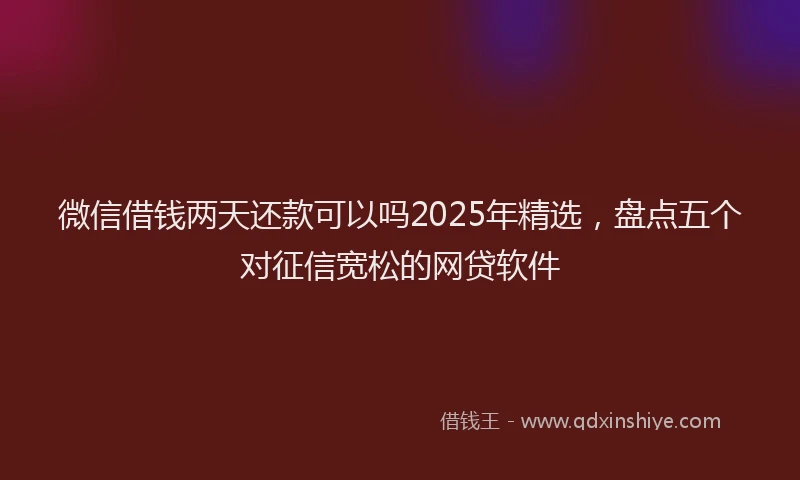 微信借钱两天还款可以吗2025年精选，盘点五个对征信宽松的网贷软件