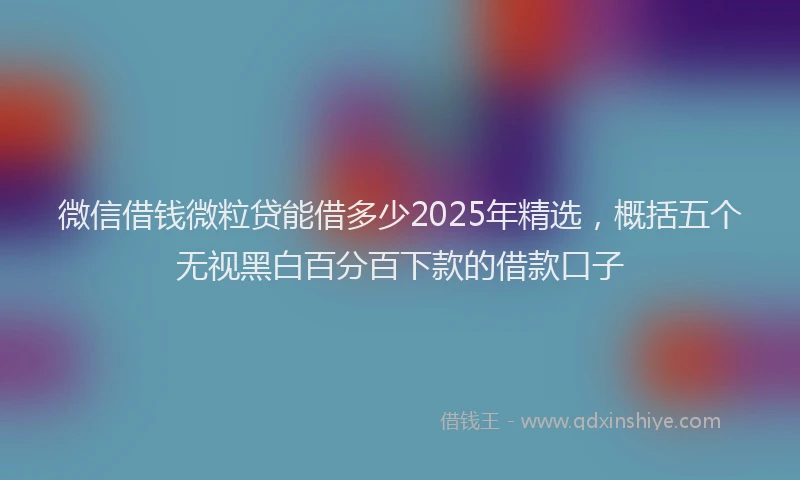 微信借钱微粒贷能借多少2025年精选，概括五个无视黑白百分百下款的借款口子