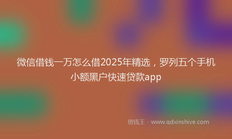 微信借钱一万怎么借2025年精选，罗列五个手机小额黑户快速贷款app