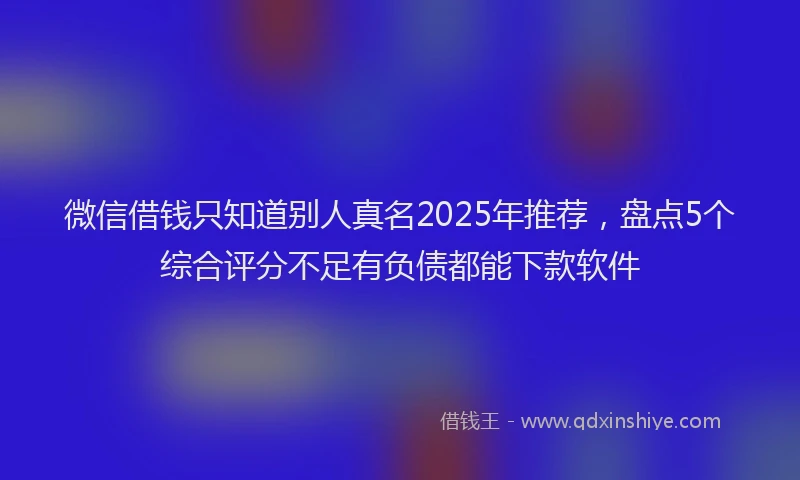 微信借钱只知道别人真名2025年推荐，盘点5个综合评分不足有负债都能下款软件