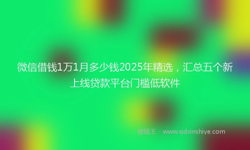 微信借钱1万1月多少钱2025年精选，汇总五个新上线贷款平台门槛低软件