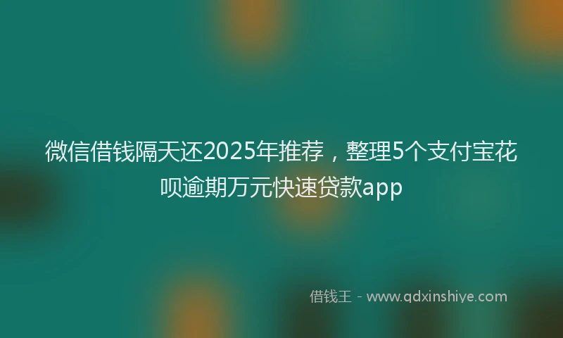 微信借钱隔天还2025年推荐，整理5个支付宝花呗逾期万元快速贷款app