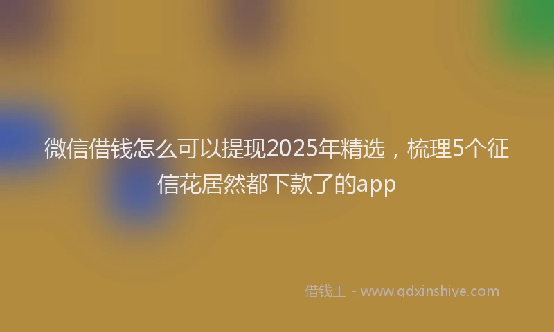 微信借钱怎么可以提现2025年精选，梳理5个征信花居然都下款了的app
