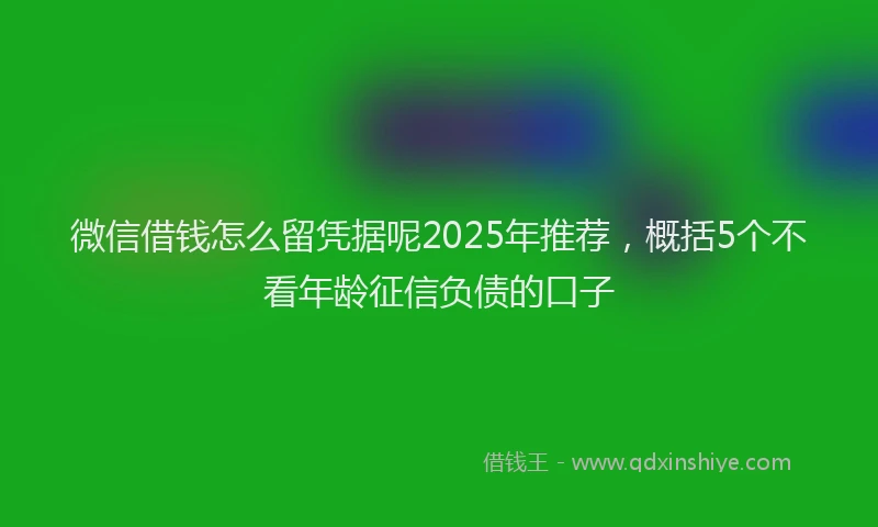 微信借钱怎么留凭据呢2025年推荐，概括5个不看年龄征信负债的口子