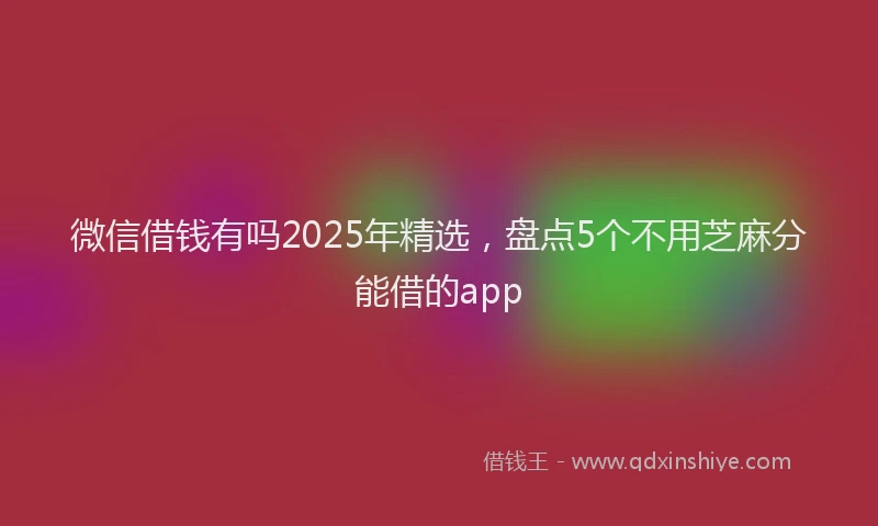微信借钱有吗2025年精选，盘点5个不用芝麻分能借的app