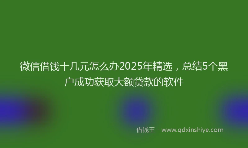 微信借钱十几元怎么办2025年精选，总结5个黑户成功获取大额贷款的软件