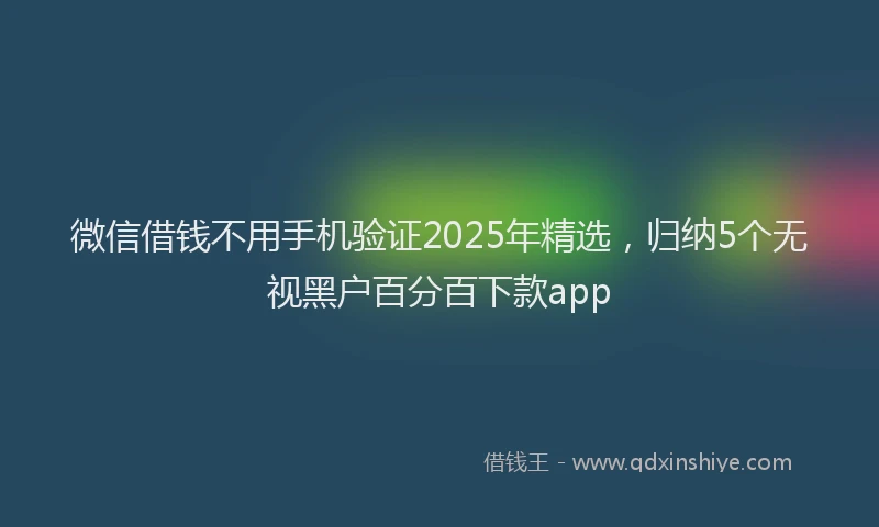 微信借钱不用手机验证2025年精选，归纳5个无视黑户百分百下款app