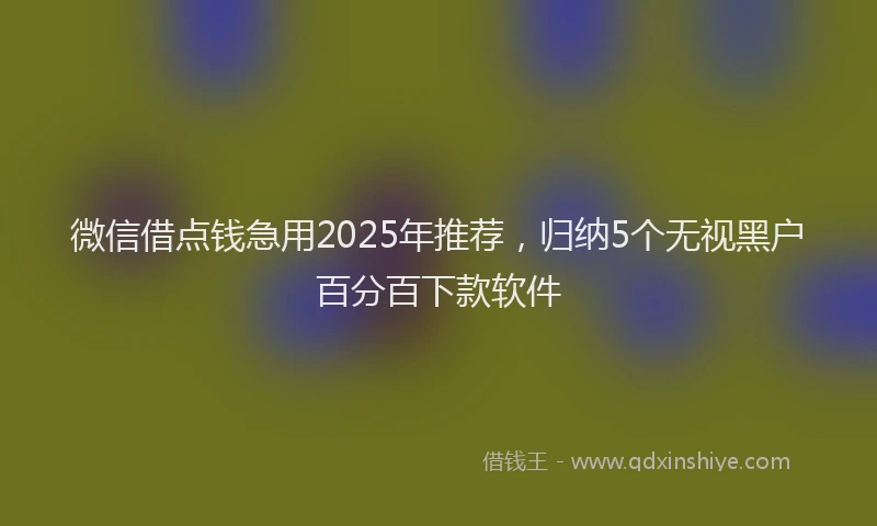 微信借点钱急用2025年推荐，归纳5个无视黑户百分百下款软件