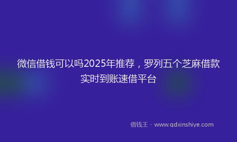 微信借钱可以吗2025年推荐，罗列五个芝麻借款实时到账速借平台