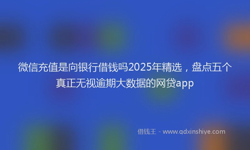 微信充值是向银行借钱吗2025年精选，盘点五个真正无视逾期大数据的网贷app