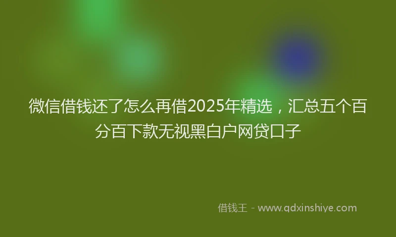 微信借钱还了怎么再借2025年精选，汇总五个百分百下款无视黑白户网贷口子
