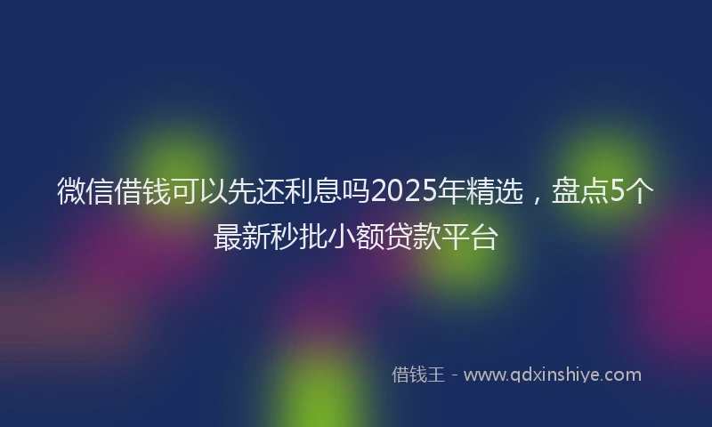 微信借钱可以先还利息吗2025年精选，盘点5个最新秒批小额贷款平台