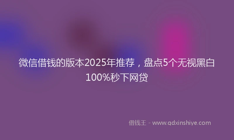 微信借钱的版本2025年推荐，盘点5个无视黑白100%秒下网贷