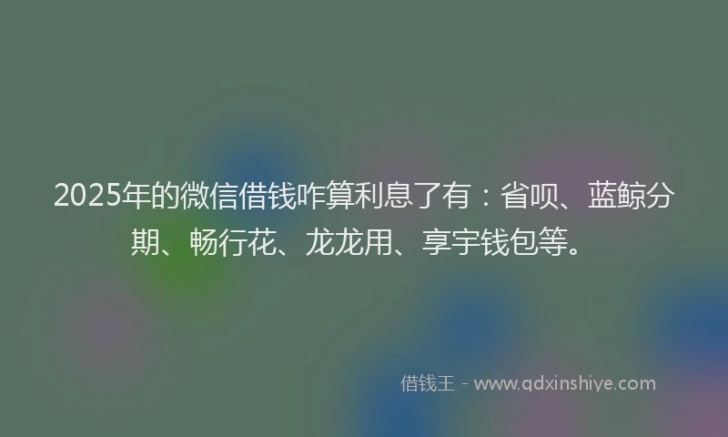 2025年的微信借钱咋算利息了有：省呗、蓝鲸分期、畅行花、龙龙用、享宇钱包等。